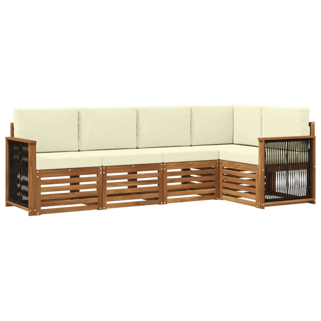 Set divano sezionale con cuscino 4 pcs Naturale e Crema