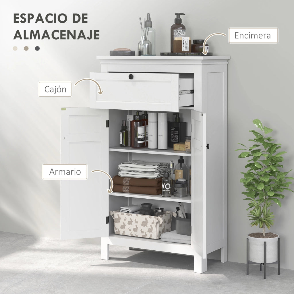 Colonna Bagno con Ante e Ripiani Regolabili ¨C zephmum ¨C Bianco 60x30x102,5 cm