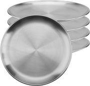 Piatti in acciaio inossidabile - 5 pezzi 20 cm - piatto da servire rotondo - resistenti all'usura - piatti metallici argentati - per campeggio barbecue - pic nic - uso all'aperto