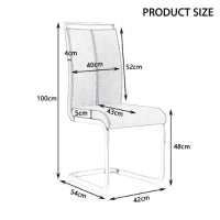 Set di 4 sedie da pranzo a sbalzo, struttura in metallo cromato, Schienale in pelle PU, 42x 54 x 100 cm, Bianco