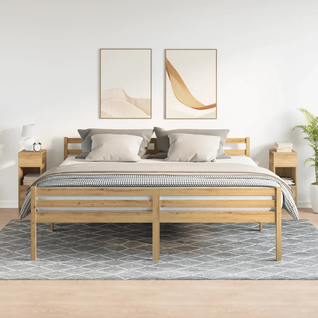 Set di 2 Comodini | Armadio da Notte | Mobiletto da notte con Cassetto Rovere Artigianale 25x31x66 cm