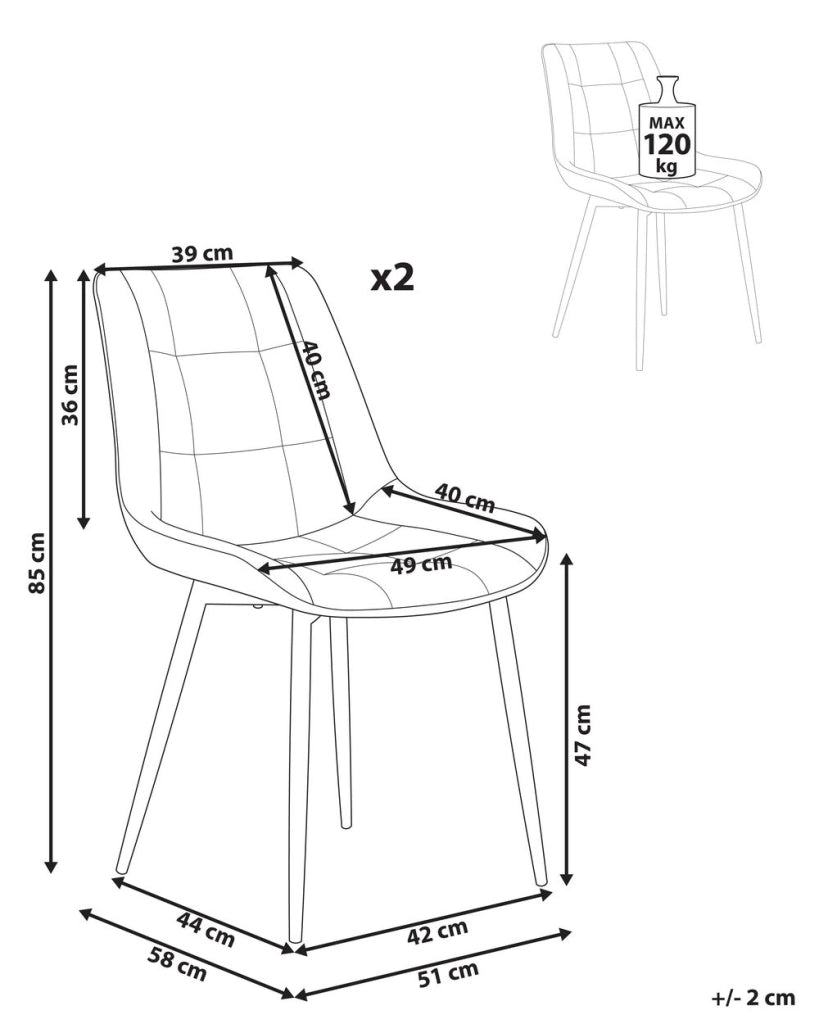 Set di 2 sedie da pranzo in velluto arancione gambe in ferro Nero sedie moderne imbottite
