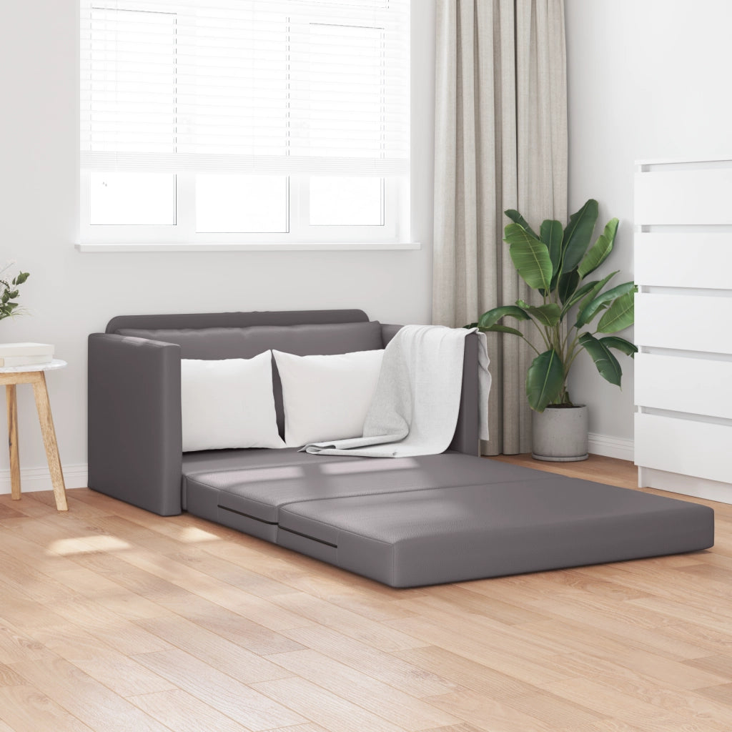 Divano Letto da Pavimento 2 in 1 Grigio 124x71x78 cm Pelle Sintetica