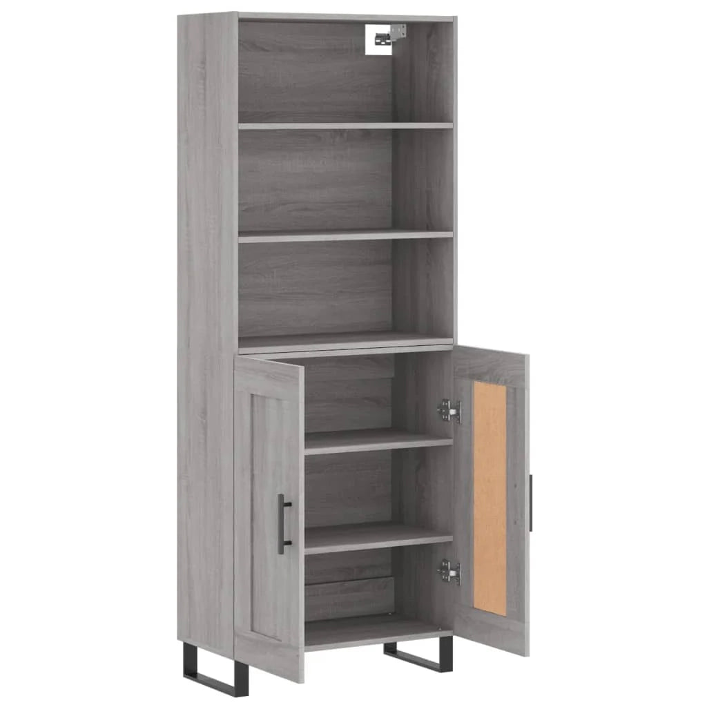 Buffet credenza cassettiera armadio mobile contenitore organizer cucina soggiorno salotto rovere Sonoma alto 69,5 x 34 x 180 cm legno ingegnerizzato grigio 02_0035581