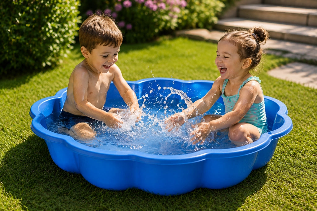 Piscina Sabbiera Flower in Plastica 57L Ø76x20,5cm Blu