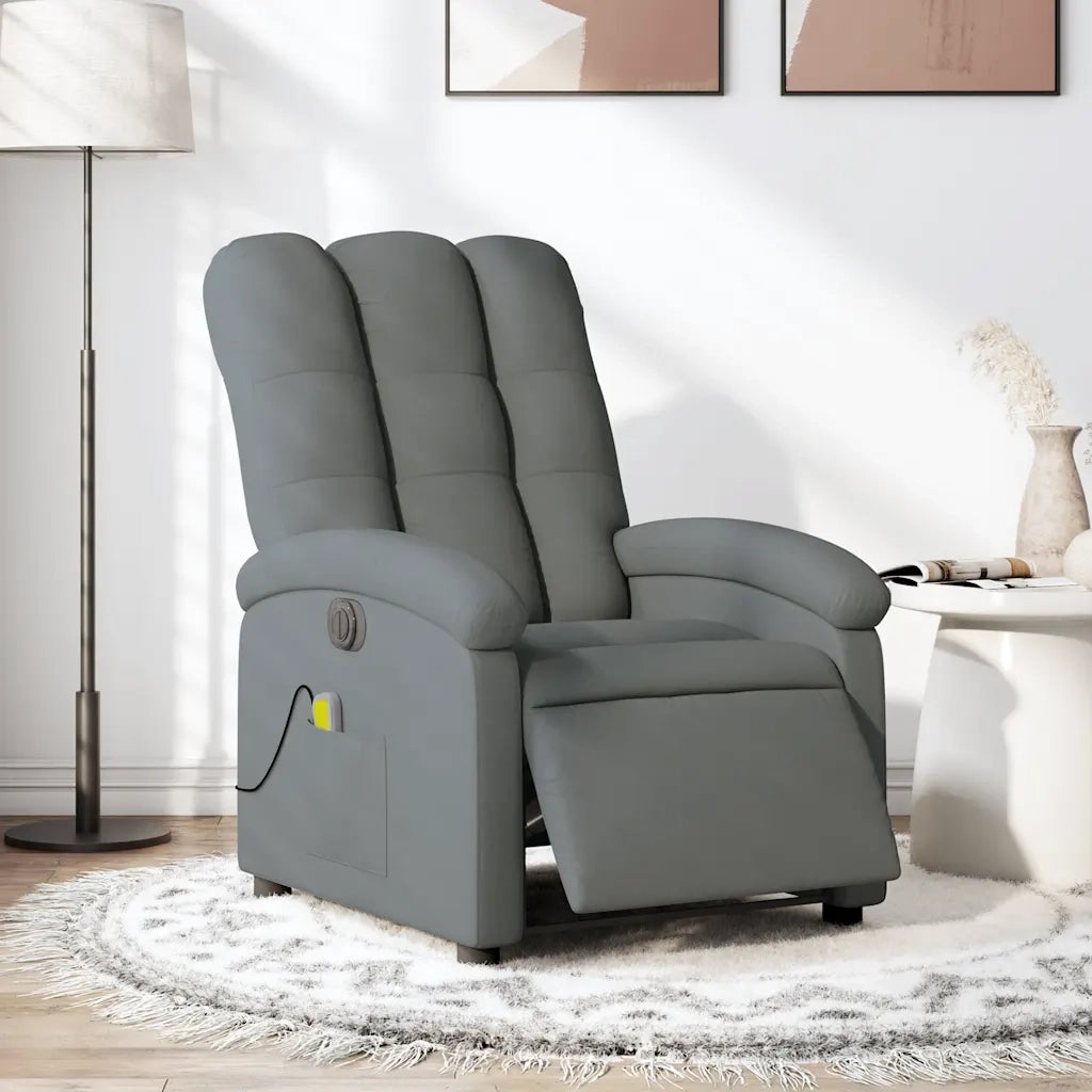 Divano Sedia-Poltrona Reclinabile Massaggio Elettrica Grigio Scuro Tessuto 405243