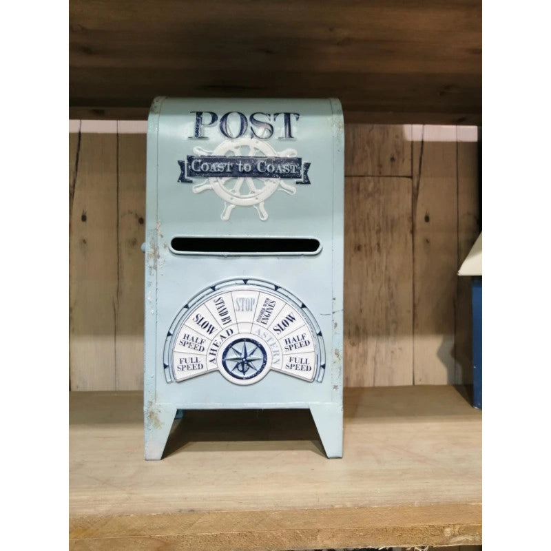 Cassetta posta metallo mare azzurro cm 18x13,5h35,5