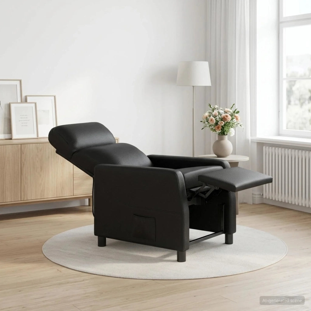 Divano Sedia-Poltrona reclinabile Nero Similpelle 274701