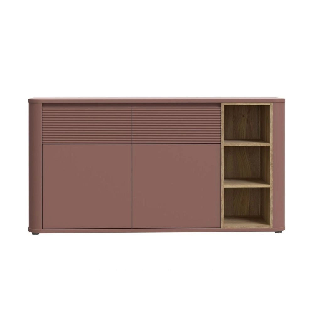 Madia Origin Core 2 ante 2 cassetti con vani a giorno 160 cm terracotta e dettaglio rovere