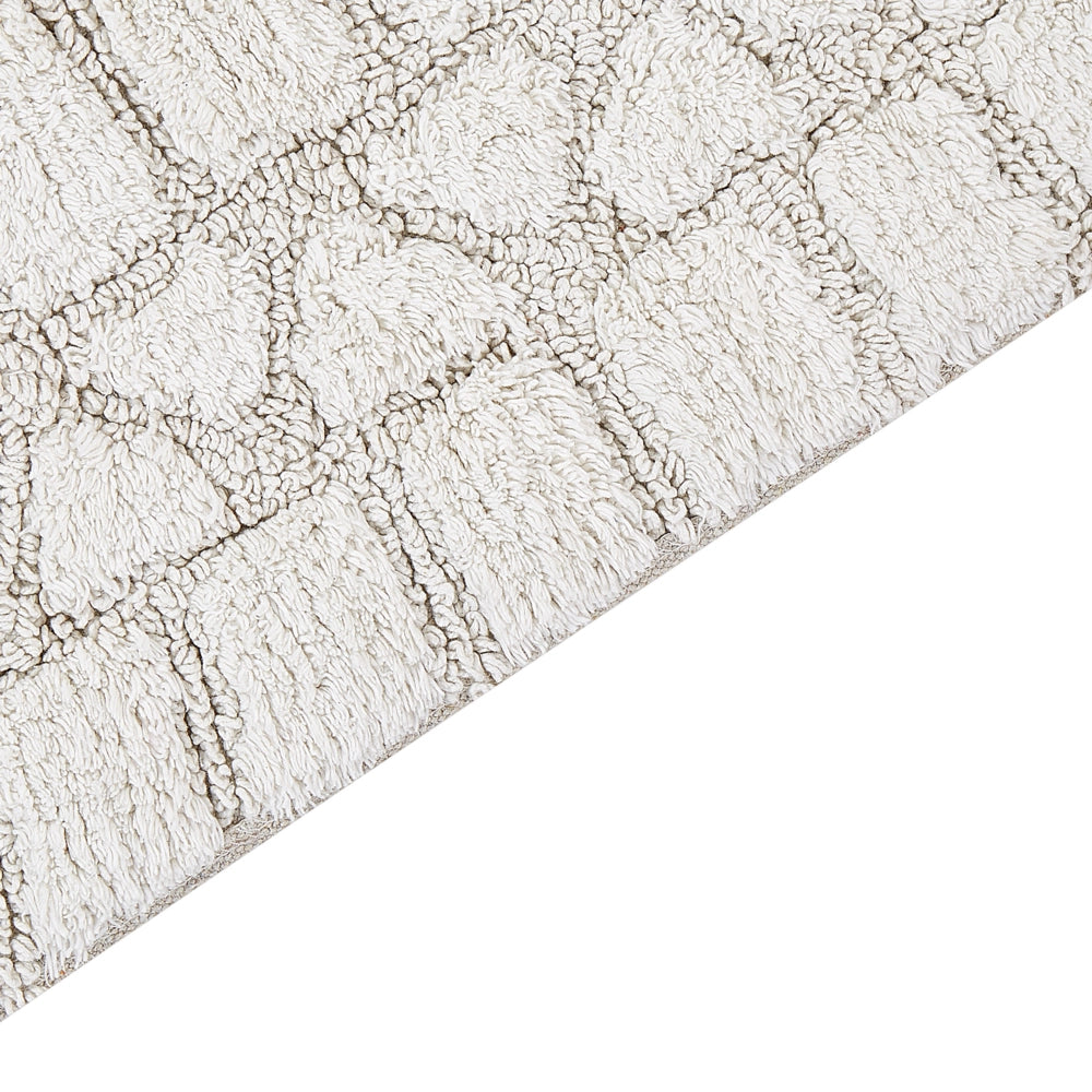 Tappeto da bagno in cotone beige 60 x 90 cm Forma rettangolare Motivo decorativo Tappeto da bagno Accessori da bagno Design moderno