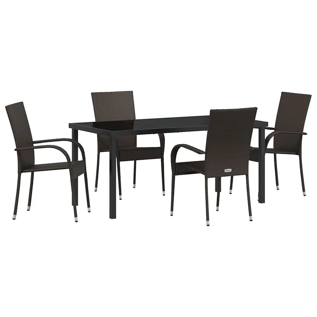 Set da Pranzo per Giardino 5 pz | Set Salotto da Giardino Marrone