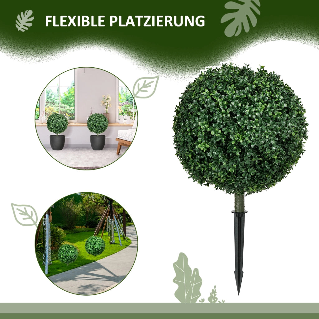 Pianta artificiale di bosso 2 pezzi con picchetti da terra; protezione UV; verde; Ø 40 × 70 cm per esterni