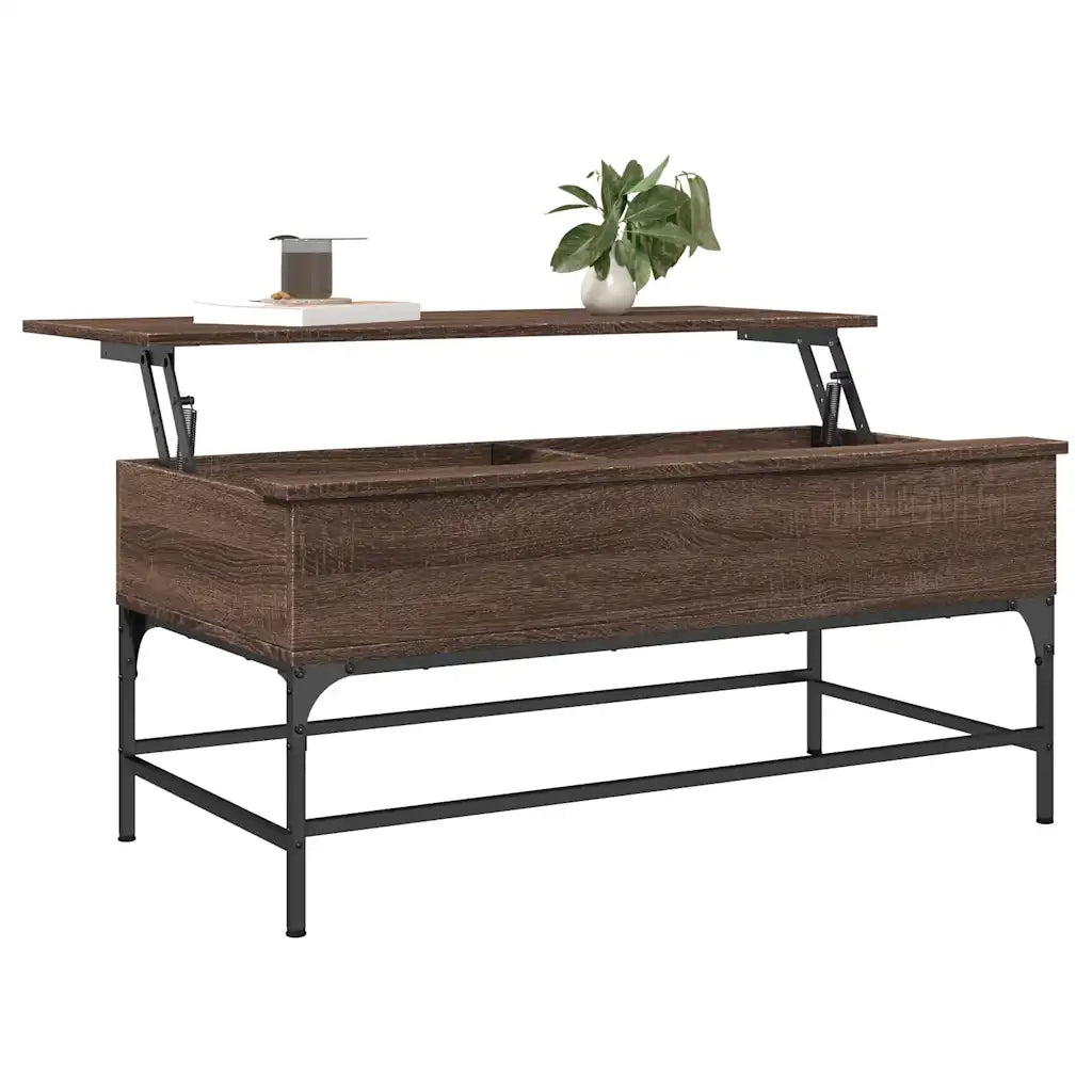 Tavolino Rovere Marrone 100x50x45cm Legno Multistrato e Metallo 845400