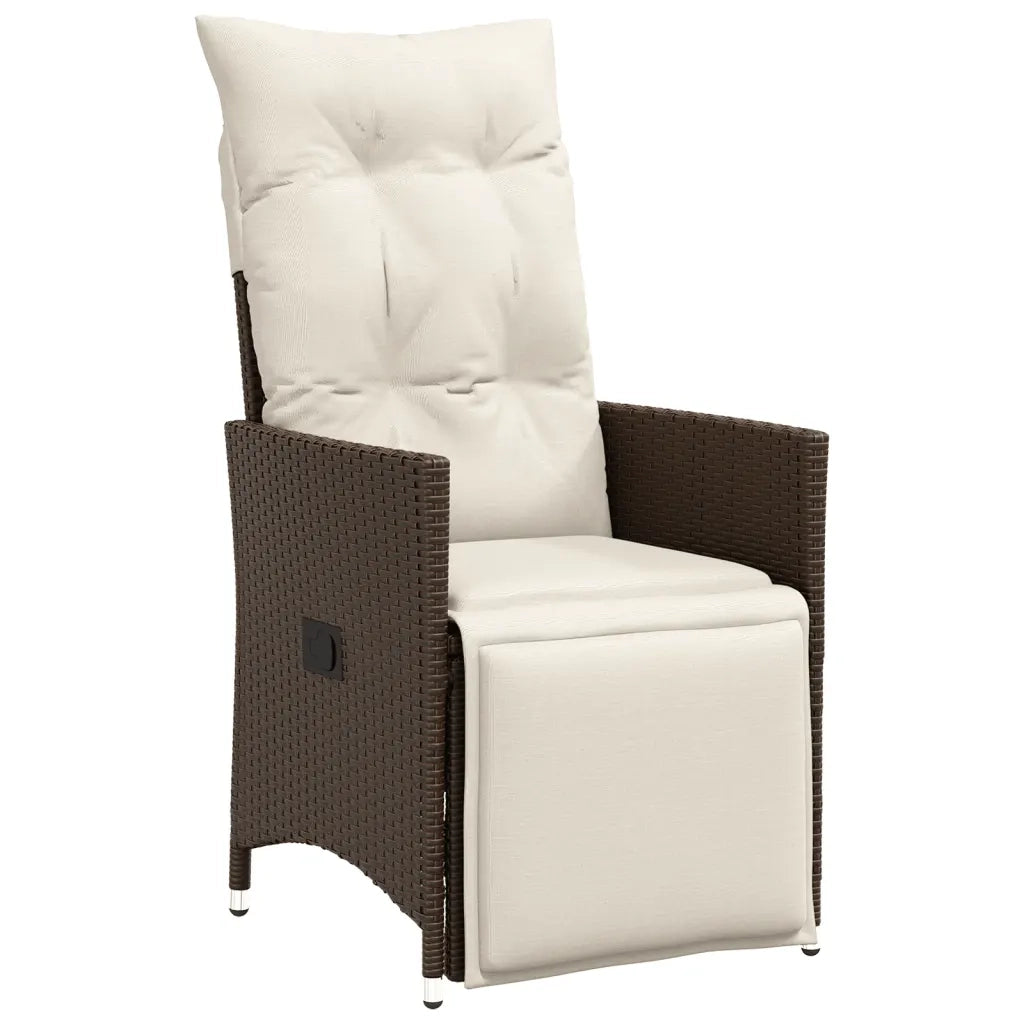Sedia Reclinabile da Giardino con Cuscini Marrone in Polyrattan 365660
