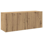 Mobile porta TV a parete pratico e dal design moderno con vani contenitori 100 x 30 x 41 cm realizzato in legno di rovere ingegnerizzato finitura artigianale 02_0051171