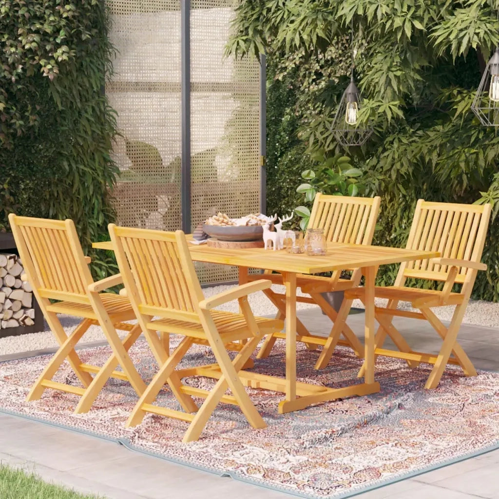 Set da Pranzo da Giardino 5 pz in Legno Massello di Teak cod mxl 74844