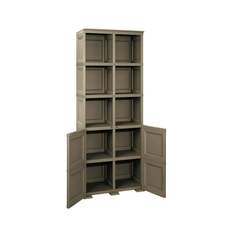 ARMADIO 2 MODULI CHIUSI E 3 MODULI SCAFFALE WENGÉ 79X43X203 CM – MOBILE CONTENITORE MULTIUSO ALTO PER SALOTTO, PERGOLATO E BALCONE COPERTO
