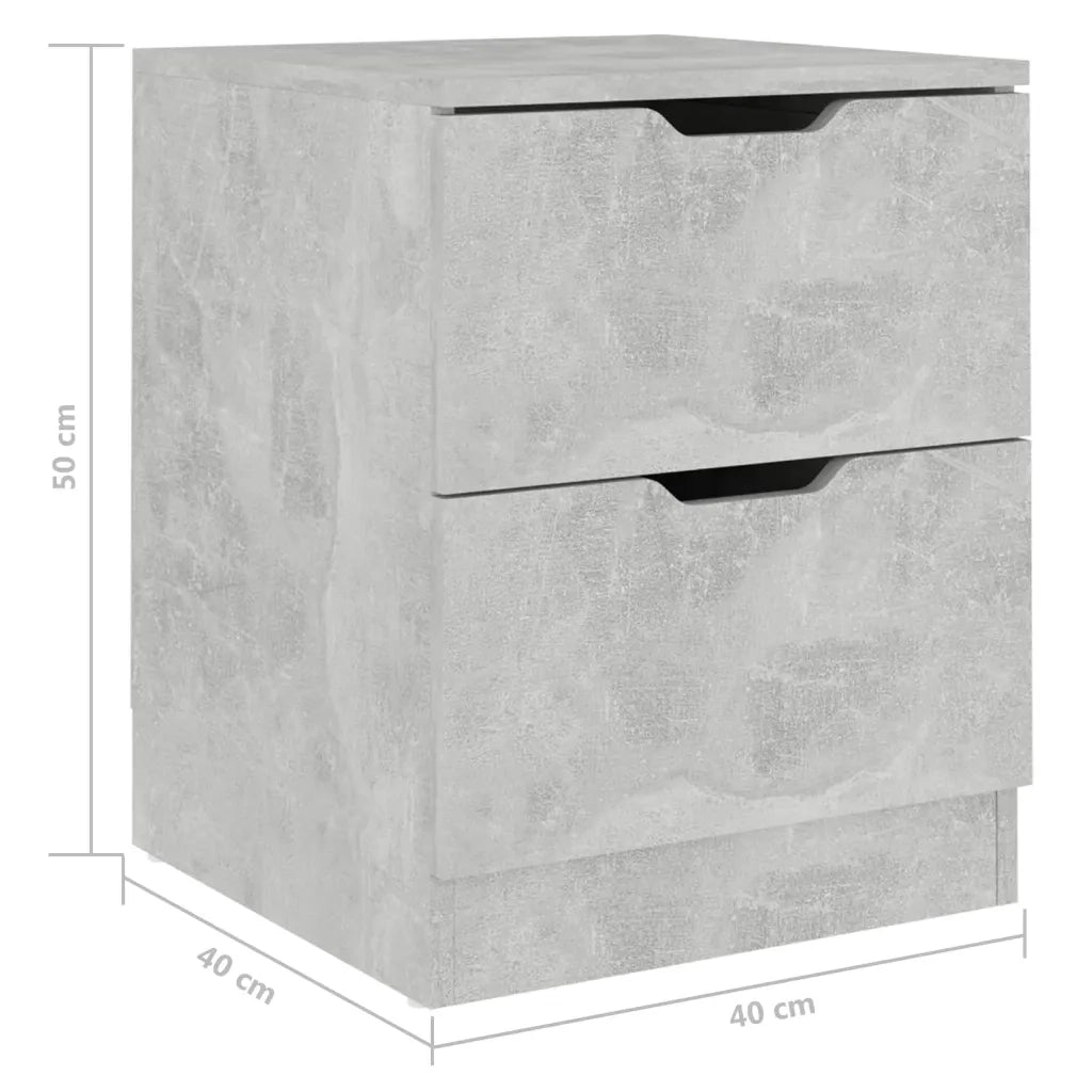 Comodino | Armadio da Notte | Mobiletto da notte Grigio Cemento 40x40x50 cm in Legno Multistrato