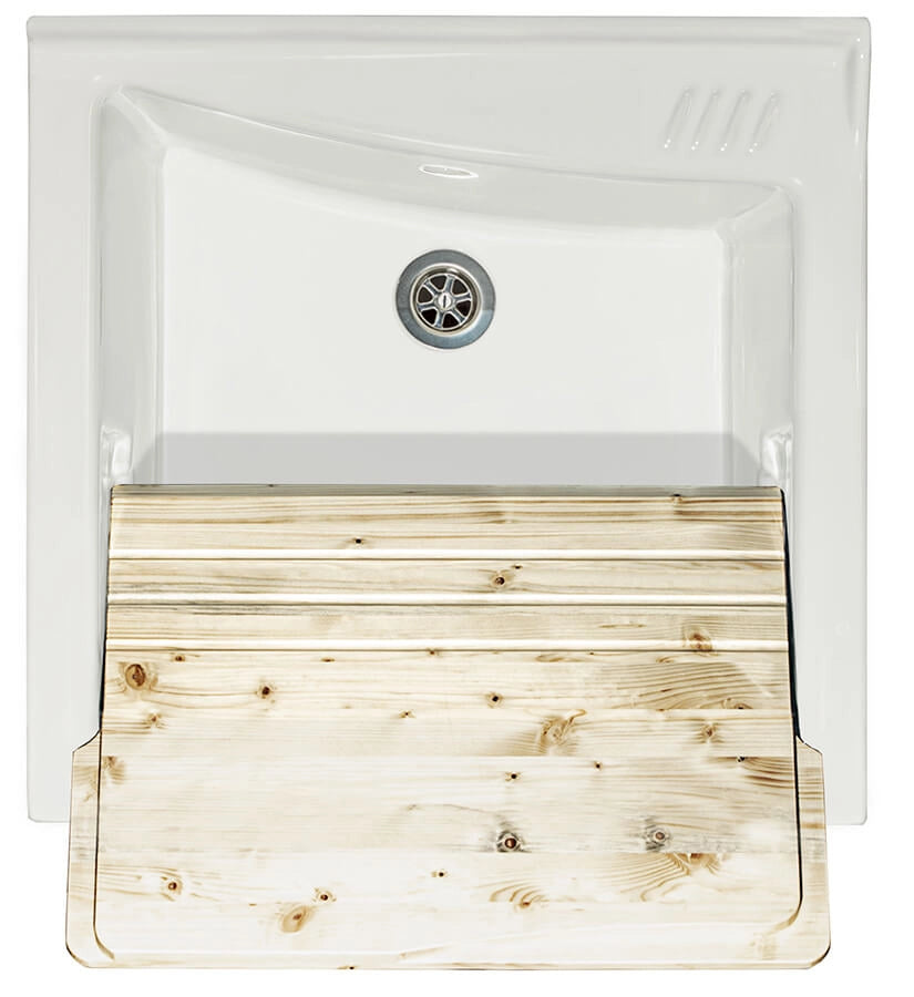 Mobile Lavatoio 63x60x87 cm 2 Ante Asse in Legno Montegrappa Acqua Marella Bianco Lucido