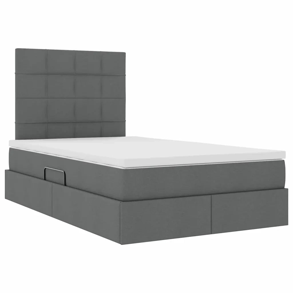 Letto con contenitore e materasso Grigio scuro 120 x 190 cm