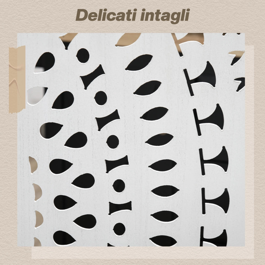 Paravento Pieghevole 3 Pannelli ¨C zephmum ¨C Legno Intagliato Bianco 120x170cm