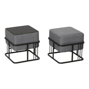 Set di 2 pouf impilabili design moderno e senza tempo 38 x 38 x 38 cm multifunzionali quadrati grigio scuro 03_0009691