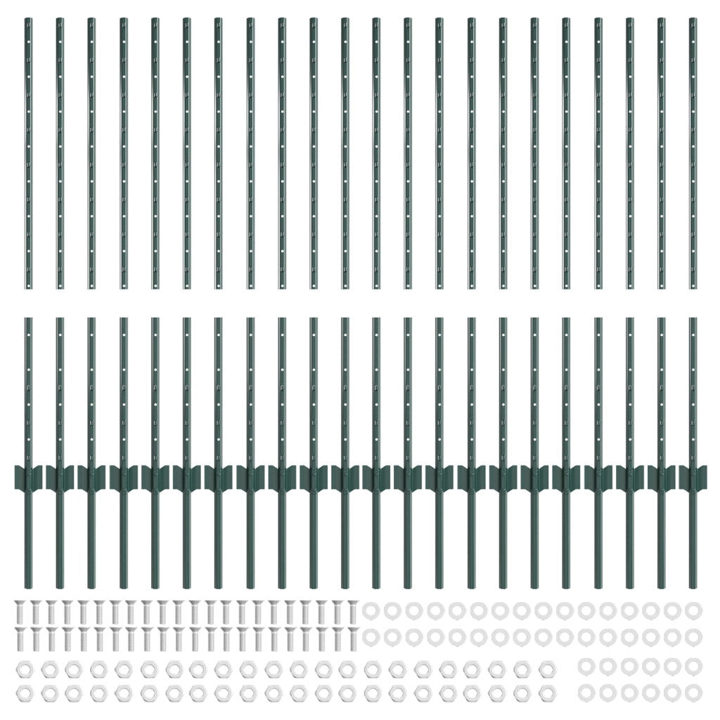 pali di recinzione 22 pcs a U Canale Verde 140 cm Acciaio