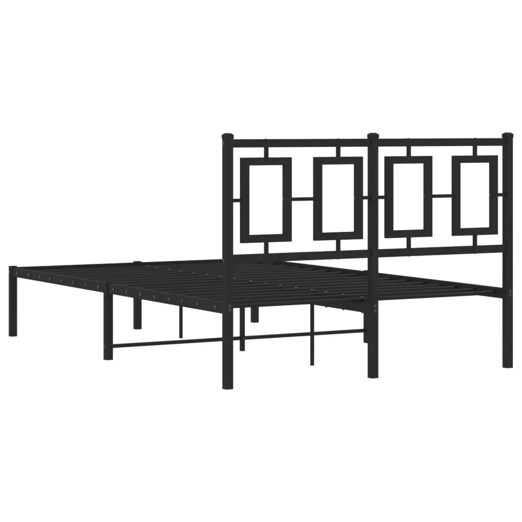 Letto matrimoniale | Letto per adulti | Giroletto con Testiera in Metallo Nero 120x190 cm