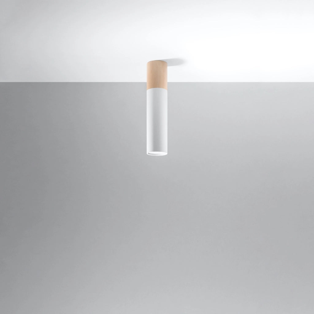 Spot soffitto tubo bianco/legno GU10 Pure Lume Marcos