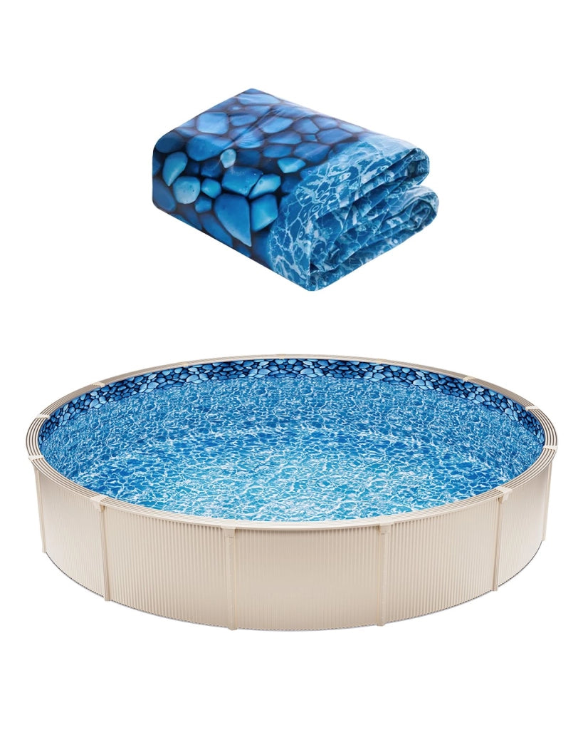 Rivestimento per Piscina Fuori Terra Rotonda Diametro 21 Piedi Altezza 52 Pollici in Vinile Resistente e Durevole Stile Duobead