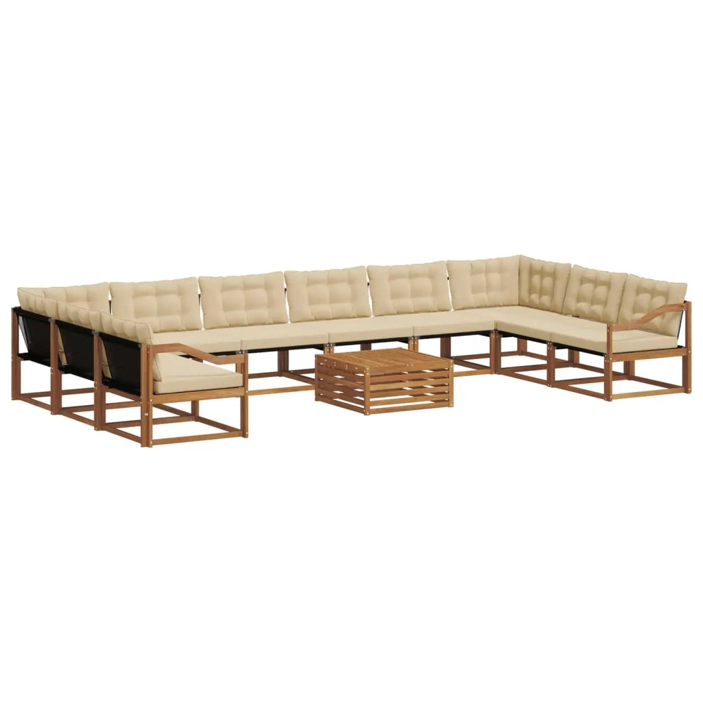 Set di divani da esterno con cuscino 11 pcs Naturale e Beige 3369924