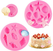 Siliconen Bakvormen per Oceano, Set di 3 con Forme di Conchiglia e Stella di Mare per Torta, Cioccolato e Dolci
