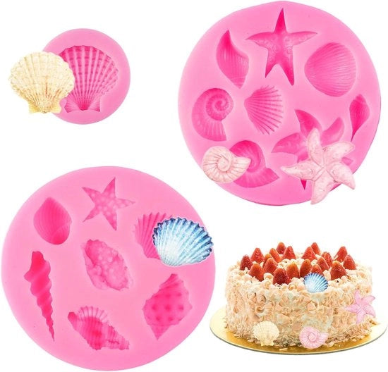 Siliconen Bakvormen per Oceano, Set di 3 con Forme di Conchiglia e Stella di Mare per Torta, Cioccolato e Dolci