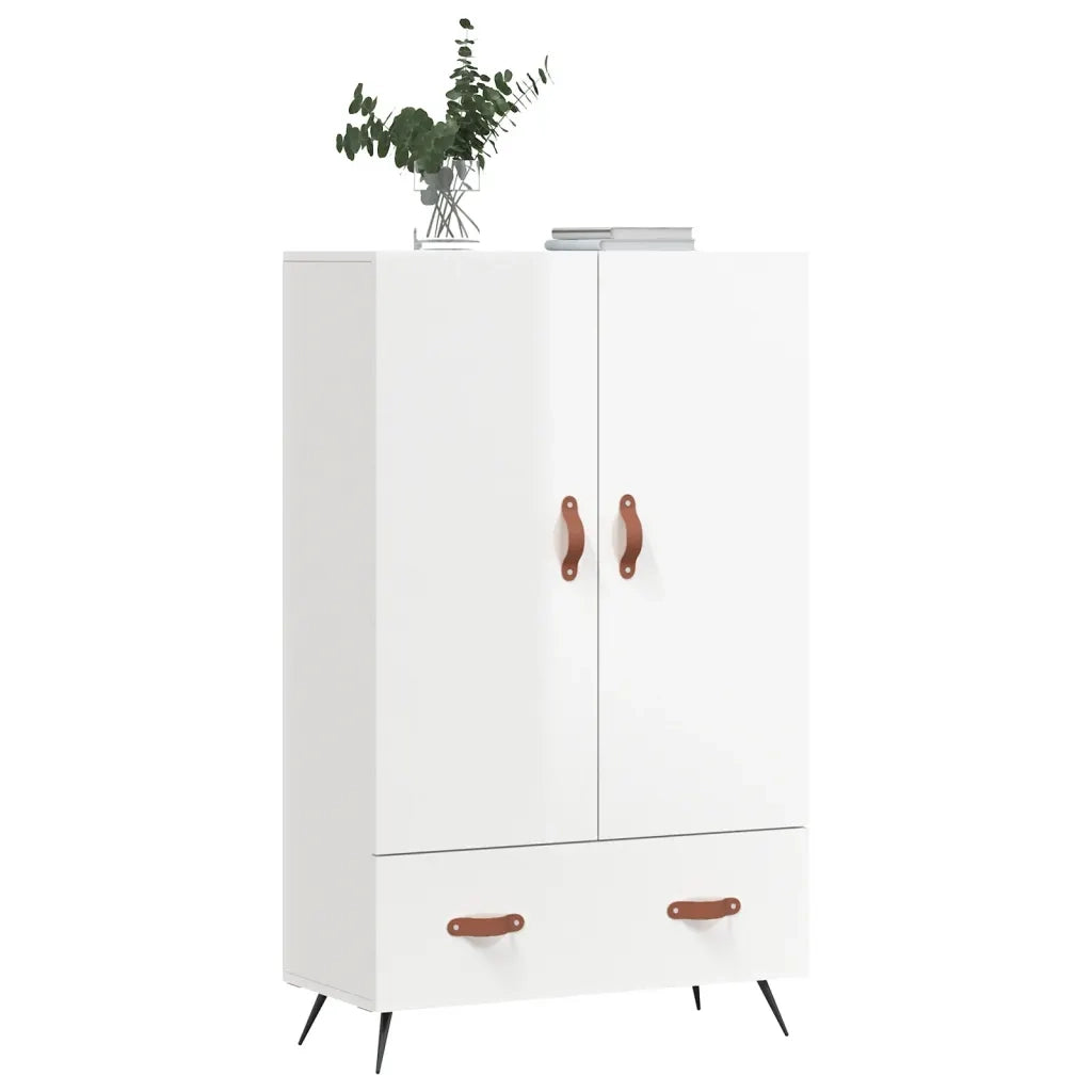 Credenza Bianco Lucido 69,5x31x115 cm in Legno Multistrato 828206