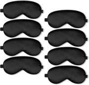 8 paia di occhiali da sonno, occhiali da sonno in seta con cinture regolabili, occhiali da sonno oscuranti, occhiali da sonno in seta morbidi per uomini e donne (nero)