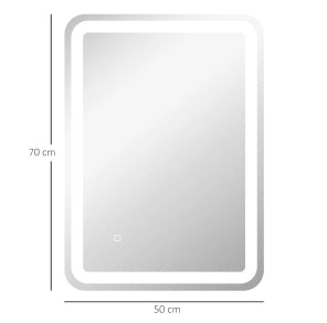 Specchio da bagno LED 50 x 70 cm con comando tattile e antiappannamento