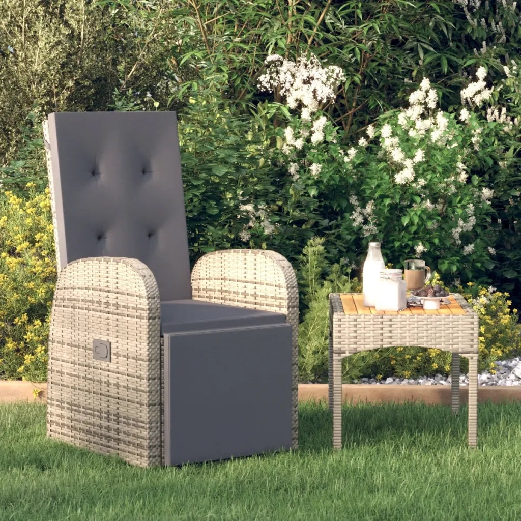 Sedie da Giardino | Sedie da Esterno Reclinabili e Cuscini Polyrattan Grigio