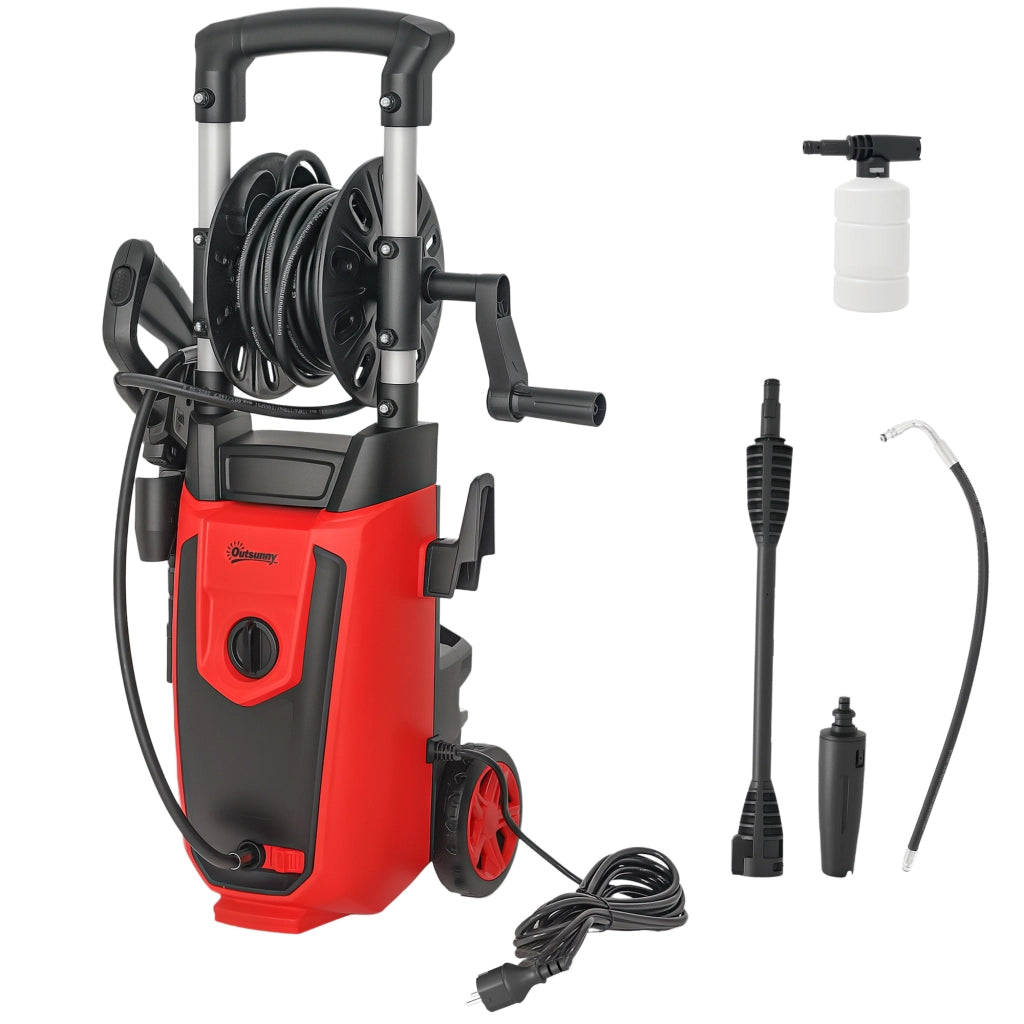Pulitrice ad Alta Pressione 1800W con Accessori ¨C Minimal ¨C 30x27,5x76 cm Rosso Nero