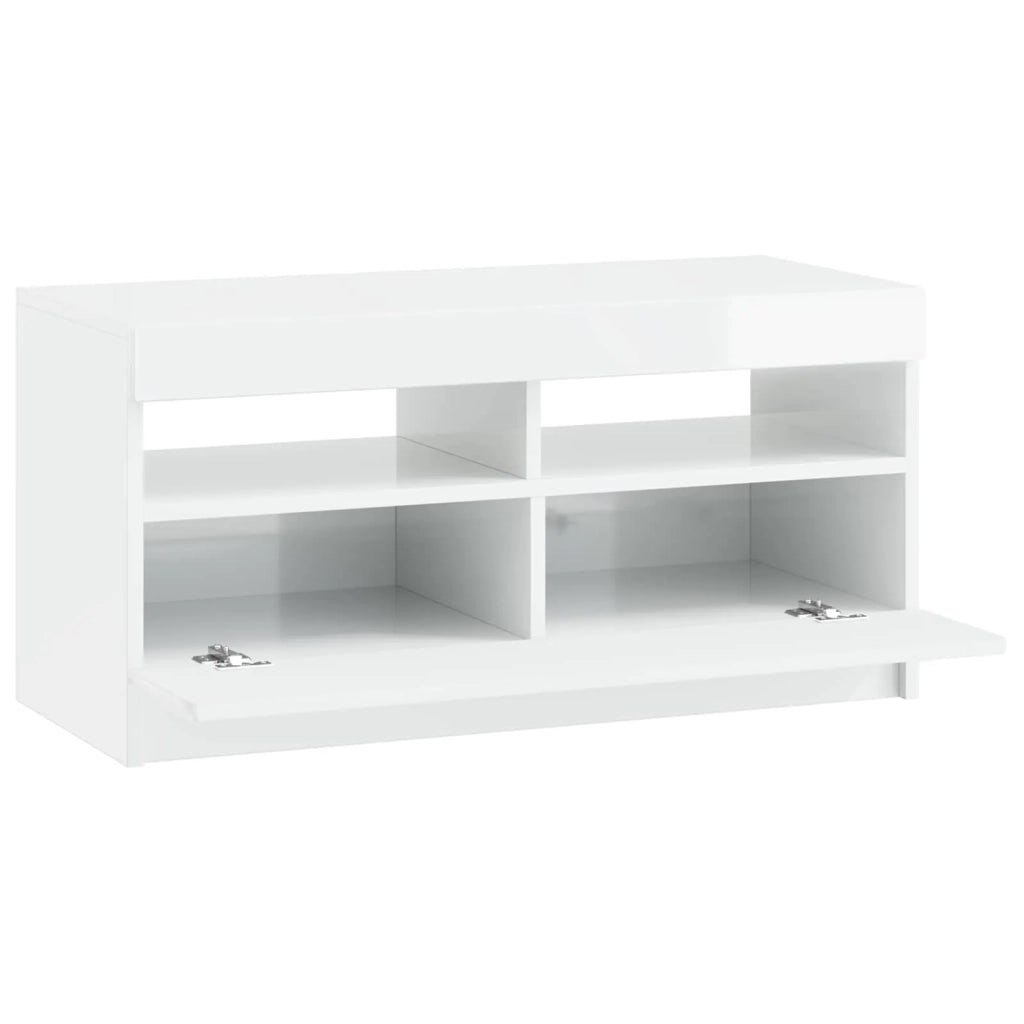 Mobile TV LED Bianco Lucido Legno ingegnerizzato 897879