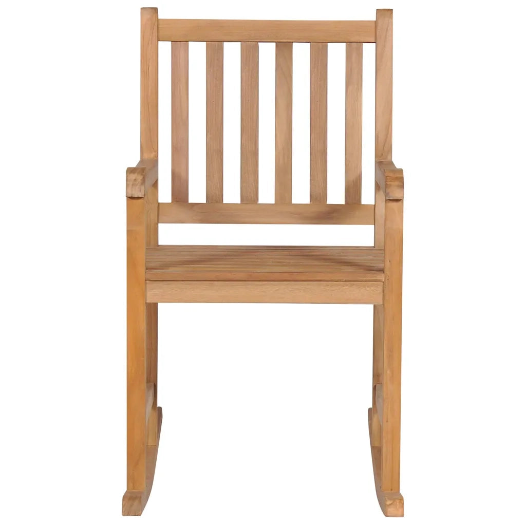 Sedia a Dondolo con Cuscino Beige in Massello di Teak 3062760