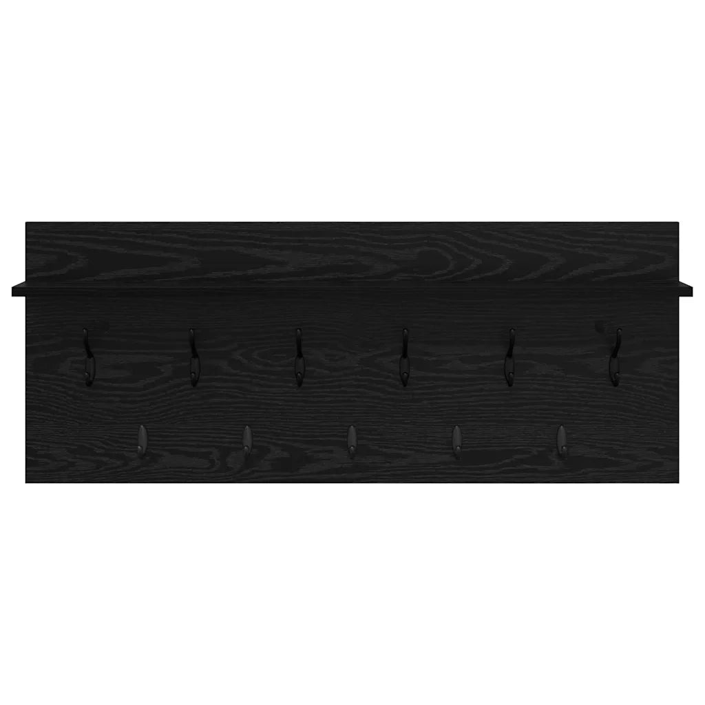 Appendiabiti a muro A parete Rovere Nero 100 x 40 x 12 cm 874444