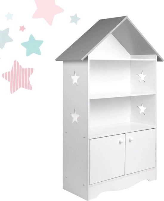 Cassettone per bambini - grande spazio di stoccaggio - con porte - costruzione in MDF robusta - ideale per la camera da letto dei bambini - bianco - 115x62x28.3 cm