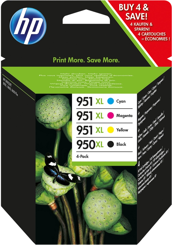 HP 950XL High Yield Black/951XL High Yield Cyan/Magenta/Yellow 4-pack Original Ink Cartridges cartuccia d'inchiostro 4 pz Originale Resa elevata (XL) Nero, Ciano, Magenta, Giallo
