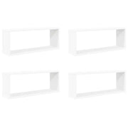 4 pz Mensole Parete | Mensola sospesa a Cubo Bianche 60x15x23 cm Legno Multistrato