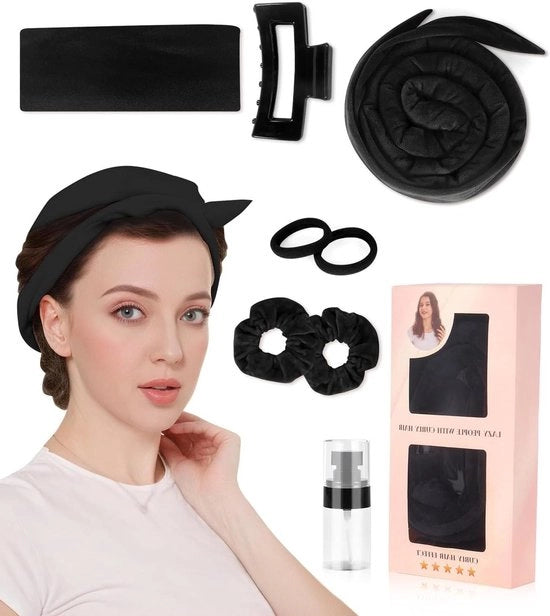 Krullatori Premium per Capelli ondulati - Senza calore la notte - Capelli di media lunghezza - Opzione DIY - Cintura di avvolgimento vellutata