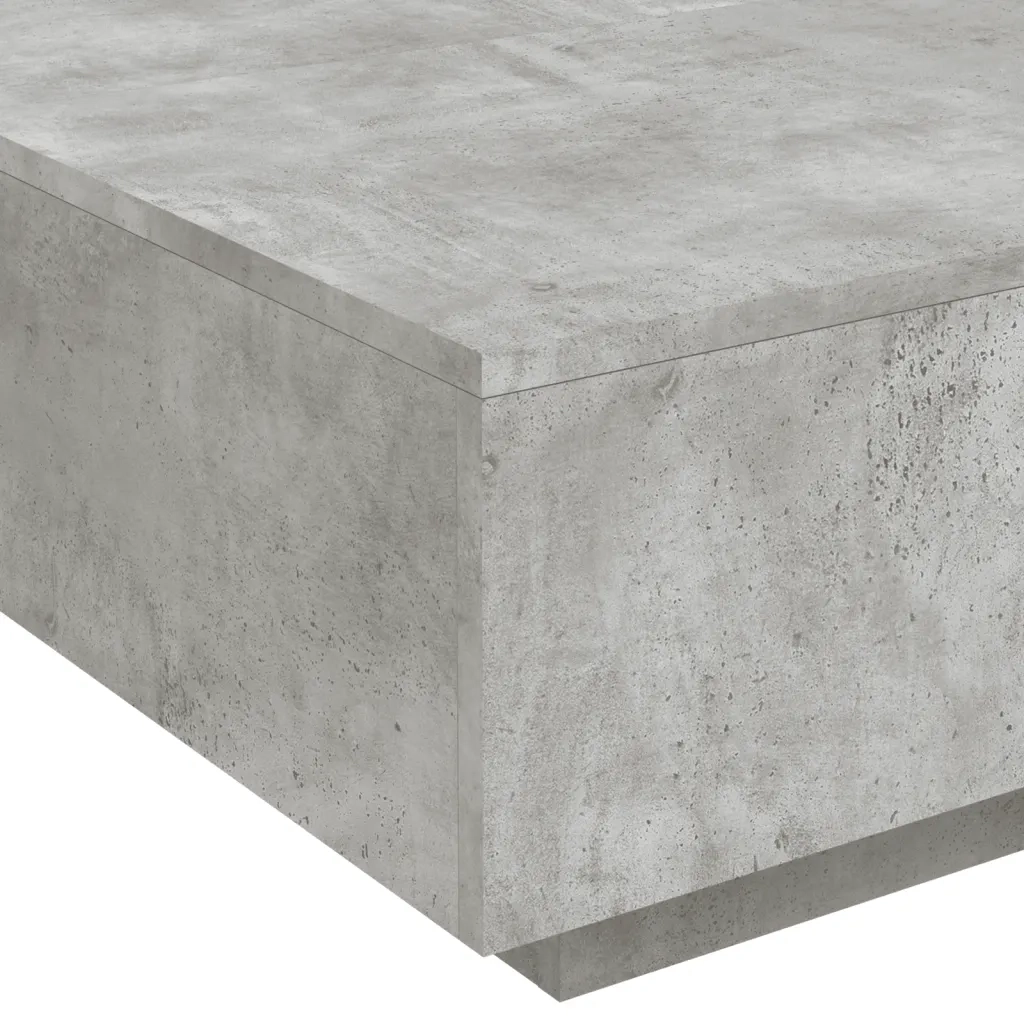 Tavolino da Soggiorno con Luci LED Grigio Cemento 80x80x31 cm 836591