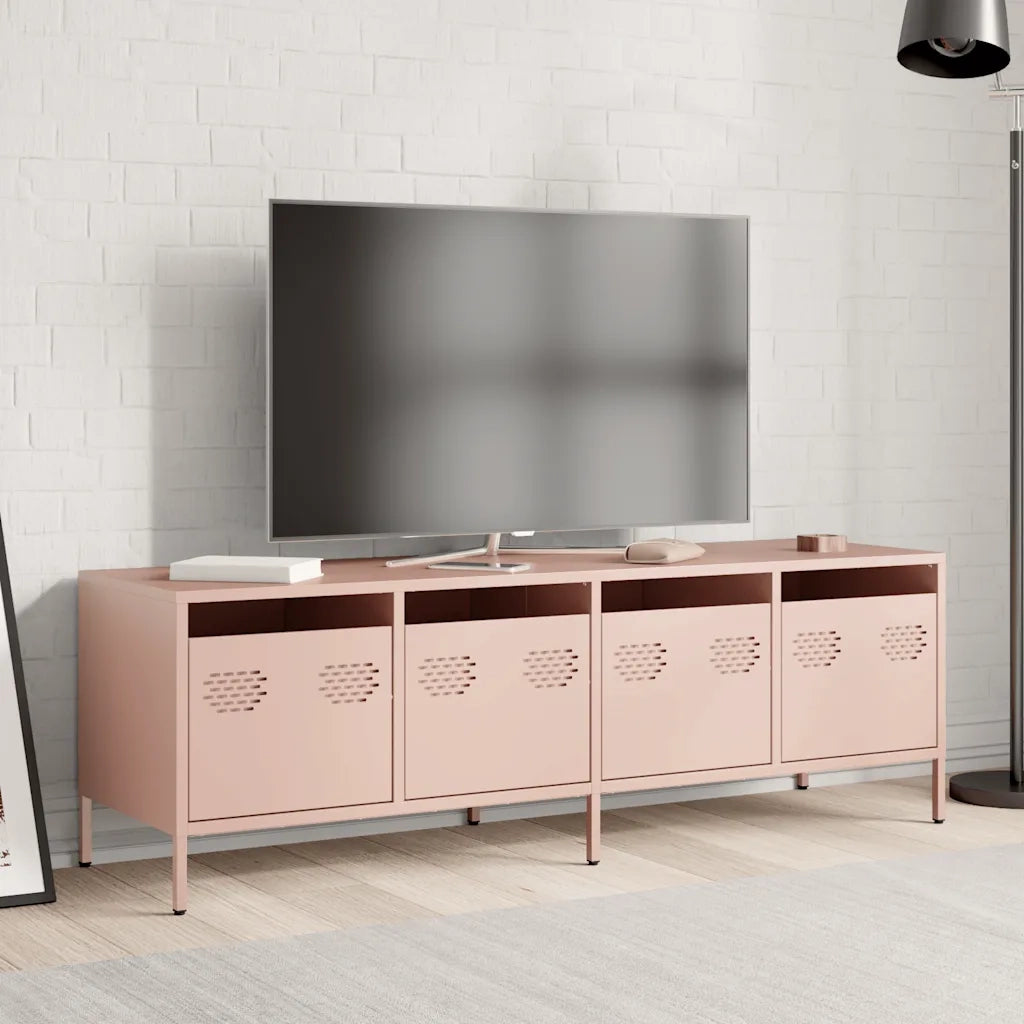 Mobile TV Rosa 135x39x43,5 cm in Acciaio Laminato a Freddo