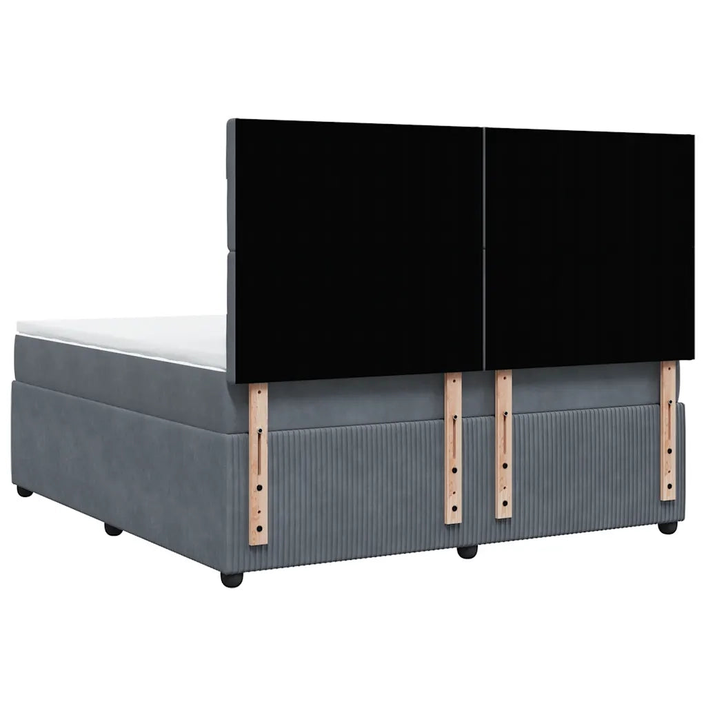 Giroletto a Molle con Materasso Grigio Scuro 180x200 cm Velluto