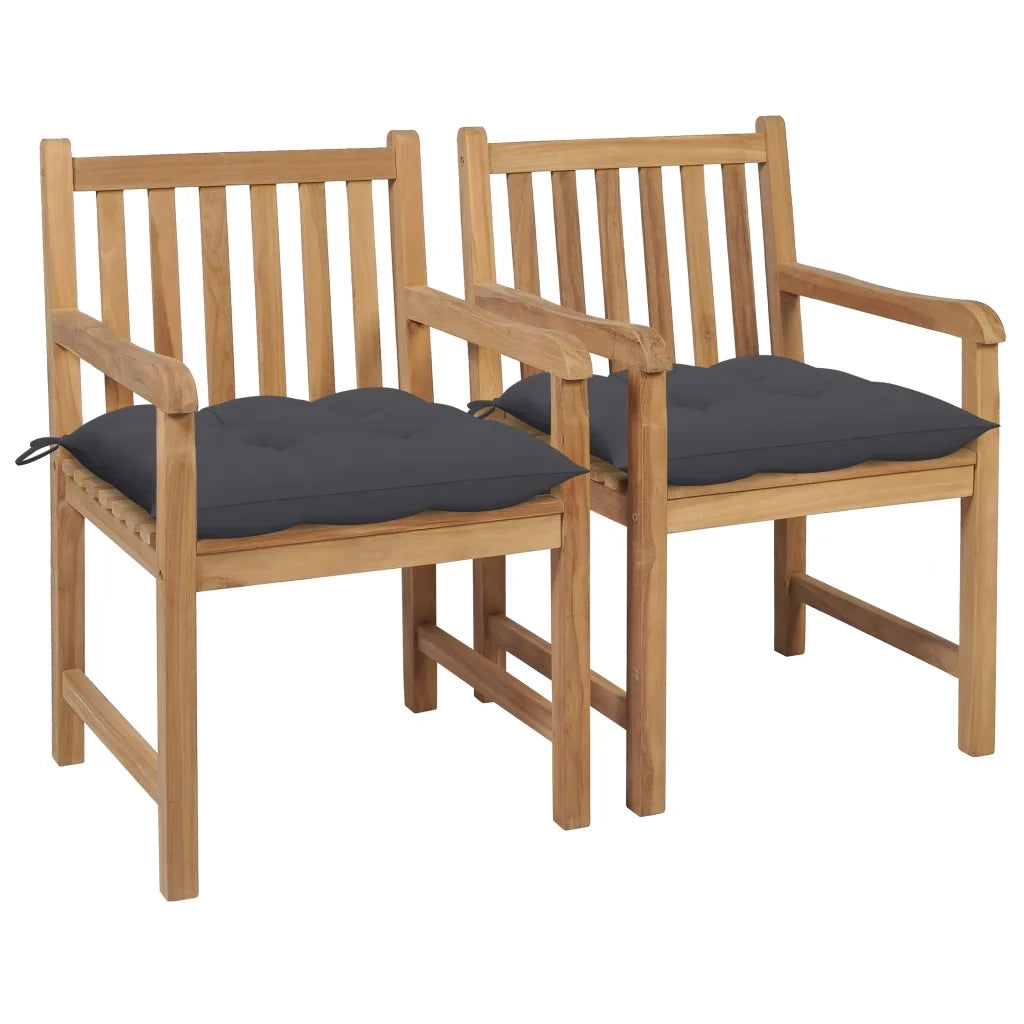 Sedie da Giardino 2 pz con Cuscini Antracite Massello di Teak cod mxl 18419