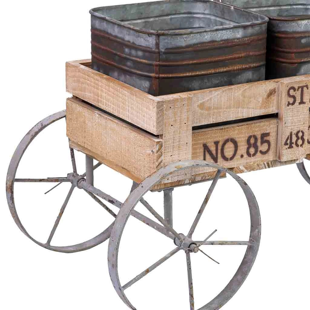 Carrello espositivo in legno e metallo marrone, 72,39x28,58x49,53 cm